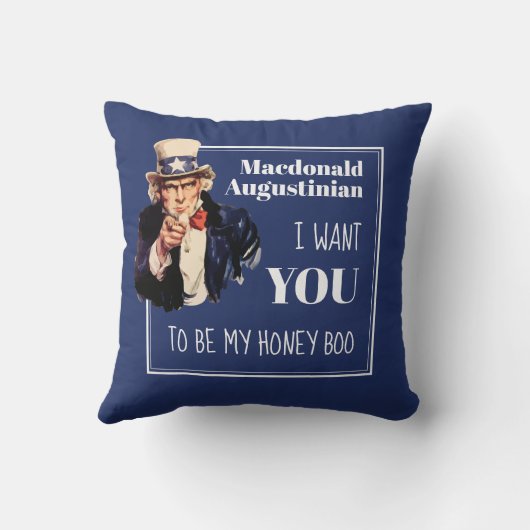 おもしろいネイビーブルー私はハニーブーバレンタイン クッション (裏面)