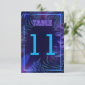 おもしろいネオングローパーティーのダウンロード可能なテーブル番号 招待状 (スタンド正面)