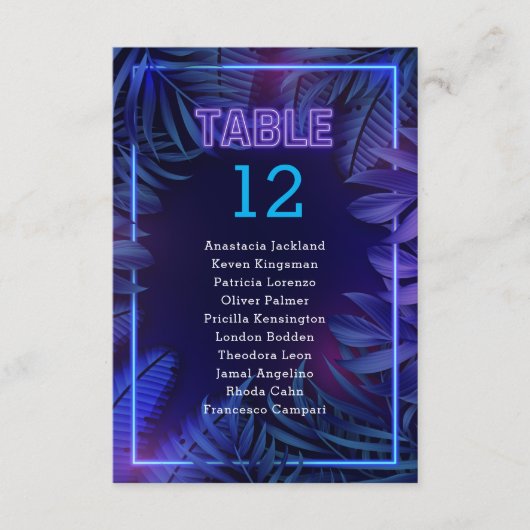 おもしろいネオングローパーティー護衛表番号 招待状 (正面)