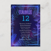 おもしろいネオングローパーティー護衛表番号 招待状 (裏面)