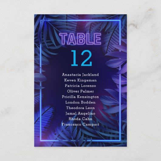 おもしろいネオングローパーティー護衛表番号 招待状 (裏面)