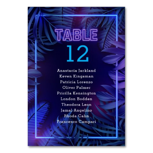 おもしろいネオングローパーティー護衛 テーブルナンバー (正面)