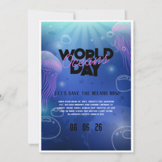 おもしろいネオングローブルーグリーンプールパーティーボーイズ誕生日 招待状