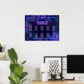 おもしろいネオングロー誕生日のダウンロード可能な座席表 ポスター (ホームオフィス)