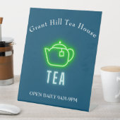 おもしろいネオンティーポットティービジネス 台座サイン (インサイチュ)