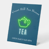 おもしろいネオンティーポットティービジネス 台座サイン (正面)