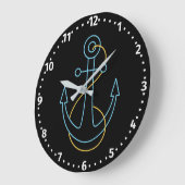 おもしろいネオンボートいかり ラージ壁時計 (傾斜)