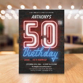 おもしろいネオンレトロサプライズ50thバースデーパーティー 招待状