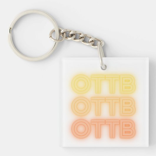 おもしろいネオンレトロ馬OTTBサラブレッド競走馬 キーホルダー (正面)