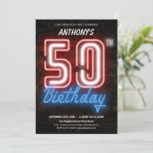 おもしろいネオンレトロ50thバースデーパーティーへの招待 招待状 (スタンド正面)