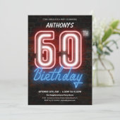 おもしろいネオンレトロ60thバースデーパーティーへの招待 招待状 (スタンド正面)