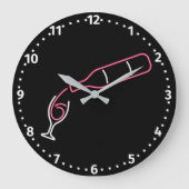 おもしろいネオンワイン注ぎ ラージ壁時計 (正面)