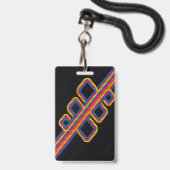 おもしろいネオン80の音楽バースデーパーティーバッジ バッジ (裏面（ネックストラップ付）)