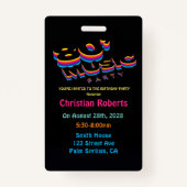 おもしろいネオン80の音楽バースデーパーティーバッジ バッジ (正面)