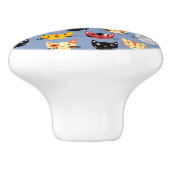 おもしろいネコ柄ブルー セラミックノブ (側面)