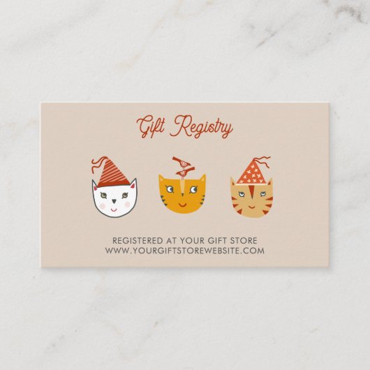 おもしろいネコ赤ちゃんシャワーギフト登録 エンクロージャーカード (正面)