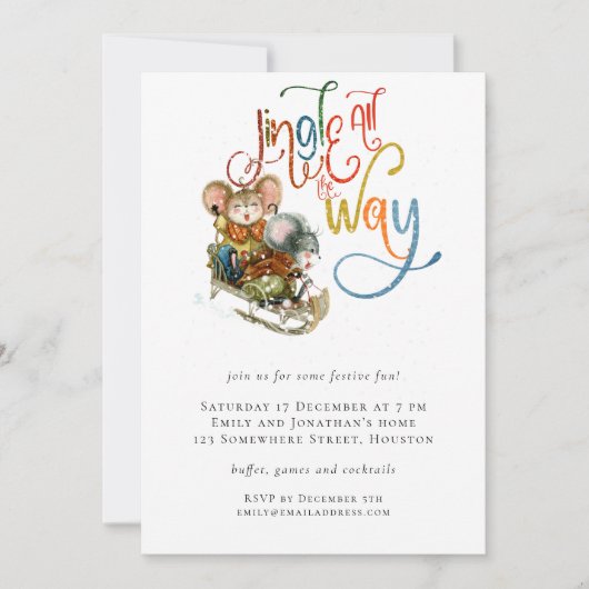 おもしろいネズミジンルオールウェイクリスマス招待状 招待状 (正面)