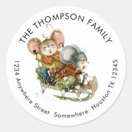 おもしろいネズミスリー名差出人住所 ラウンドシール