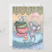 おもしろいネズミティーカパーソナライズされたップ誕生日カード シーズンカード (正面)