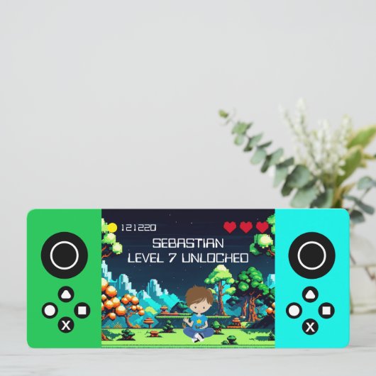 おもしろいノベルティコンピュータゲーム誕生日パーティー 招待状 (スタンド正面)