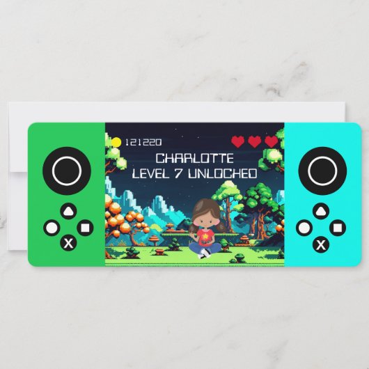 おもしろいノベルティコンピュータゲーム誕生日パーティー 招待状 (正面)