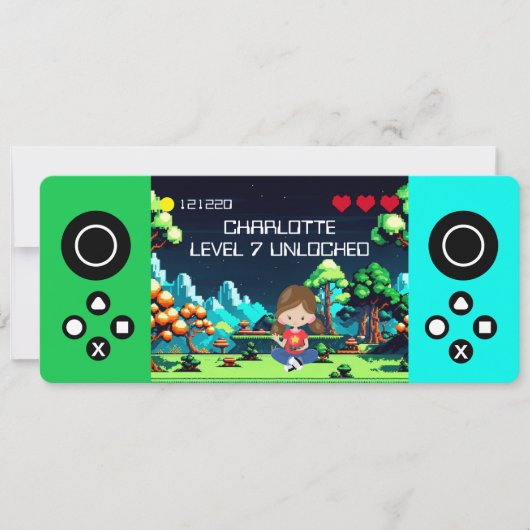 おもしろいノベルティコンピュータゲーム誕生日パーティー 招待状 (正面)