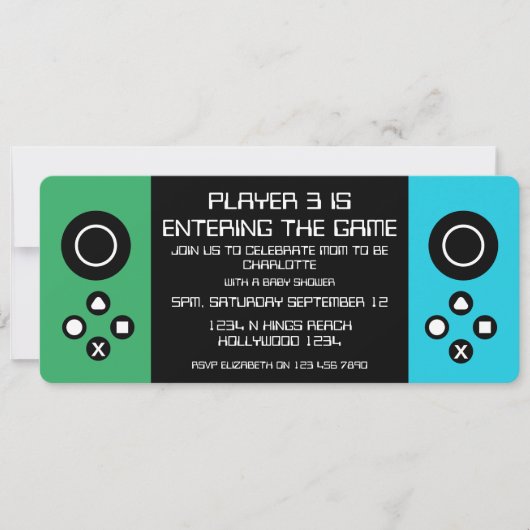 おもしろいノベルティコンピュータゲーム赤ちゃんシャワー 招待状 (正面)