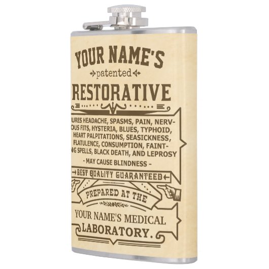 おもしろいノベルティパーソナライズされたキュア – オールヴィンテージ フラスク (左)