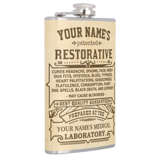 おもしろいノベルティパーソナライズされたキュア – オールヴィンテージ フラスク (右)