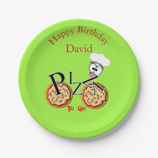 おもしろいノベルティピザが行く ペーパープレート (正面)