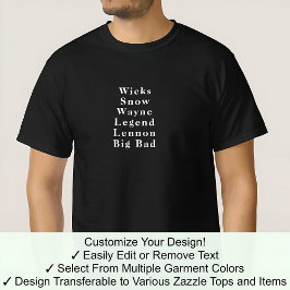 おもしろいノベルティフォローネームJohnカスタム有名人01W Tシャツ