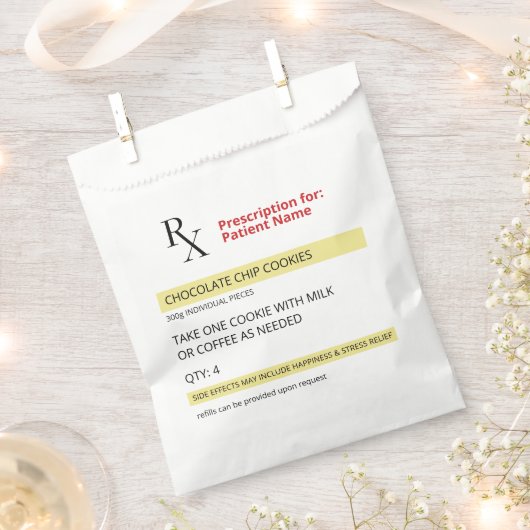 おもしろいノベルティRx処方箋ラベルCookie フェイバーバッグ (クリップ留めされた状態)