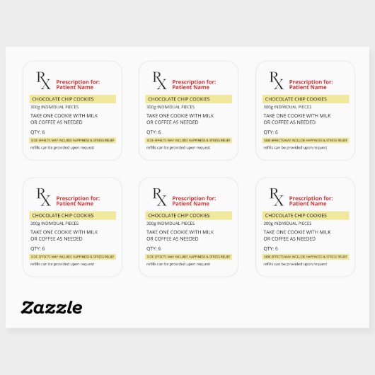 おもしろいノベルティRx処方箋Cookieラベルシール スクエアシール (シート)