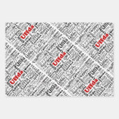 おもしろいノルウェーストライプレッドブラック&ホワイトドットウフダ ラッピングペーパーシート (正面)