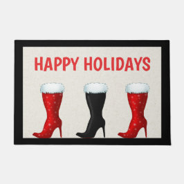 おもしろいハイヒールブーツのハッピーホリデー ドアマット