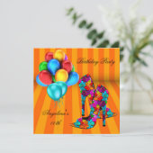 おもしろいハイヒール靴バースデーパーティーブルームズ3 招待状 (スタンド正面)