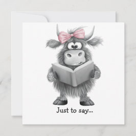 おもしろいハイランドの牛の手が引っ張られて サンキューカード