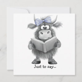 おもしろいハイランドの牛の手が引っ張られて サンキューカード