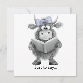 おもしろいハイランドの牛の手が引っ張られて サンキューカード