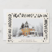 おもしろいハウスムービングブラックレタリングクリスマスフォト シーズンカード (正面)