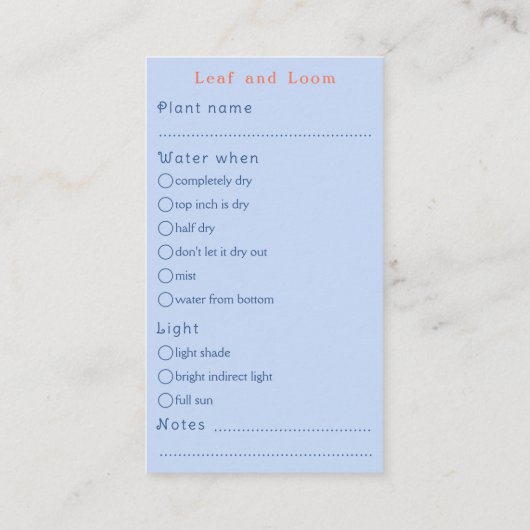 おもしろいハウス気に植物ガイド店の注文 エンクロージャーカード (裏面)