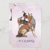 おもしろいハウリンググッドタイムコヨーテバースデーパーティー 招待状 (正面/裏面)