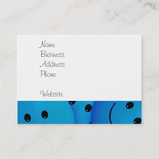 おもしろいハカッコいいッピーブルー顔 名刺 (正面)