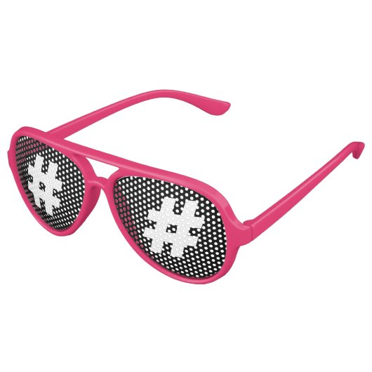 おもしろいハッシュタグアイコンパーティーサングラスの色合い アビエーターサングラス (アングル)