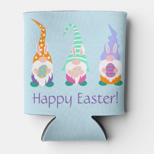 おもしろいハッピーイースターぶら下がった格言とGnomies春 缶クーラー (正面)