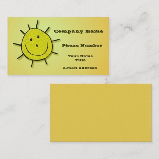 おもしろいハッピーサンフェイク刺繍 名刺 (正面/裏面)