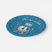 おもしろいハッピースキー雪だるま ペーパープレート (アングル)