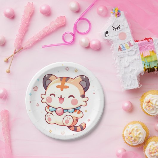 おもしろいハッピータイガー赤ちゃんシャワー ペーパープレート (パーティー)