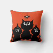 おもしろいハッピーハローウィンかわいい子猫とクモ クッション (裏面)