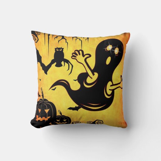 おもしろいハッピーハローウィンのトリックまたはSpider Webによるトリート クッション (正面)